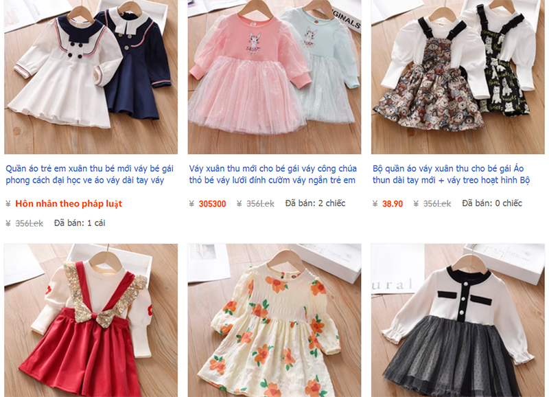  Link shop chuyên váy đầm trẻ em Quảng Châu uy tín trên Taobao