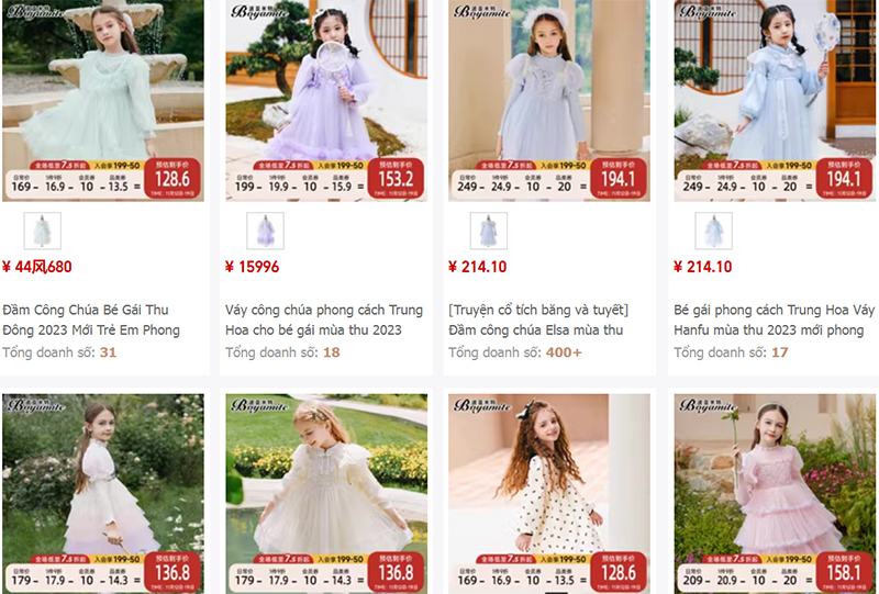  Link shop chuyên váy đầm trẻ em Quảng Châu Tmall