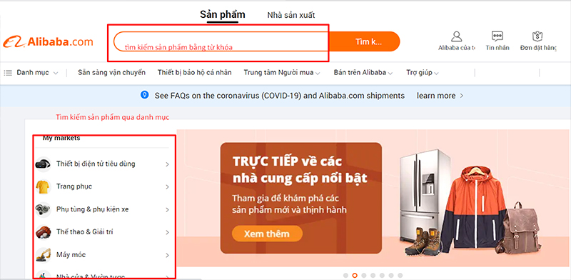  Tìm kiếm sản phẩm trên Alibaba