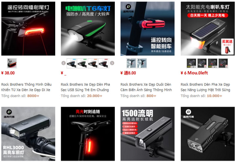 Shop order đèn xe đạp Trung Quốc chất lượng giá rẻ trên Taobao, Tmall
