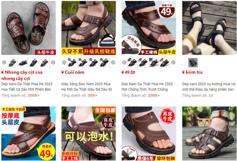 Các shop order dép da nam Trung Quốc uy tín giá tốt trên Taobao, Tmall