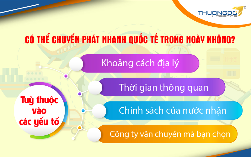  Chuyển phát nhanh quốc tế trong ngày không còn phụ thuộc vào nhiều yếu tố