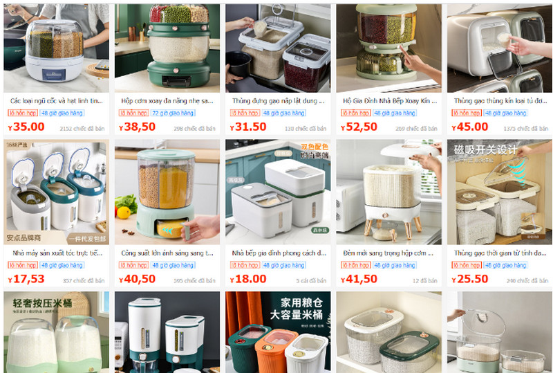 Shop order thùng đựng gạo thông minh Trung Quốc trên 1688