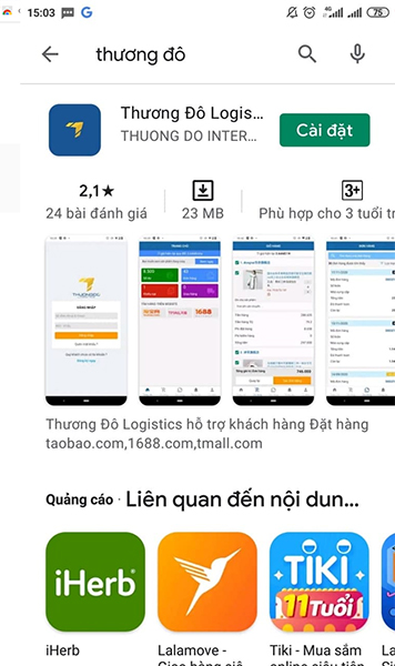  App đặt hàng Thương Đô trên CH Play