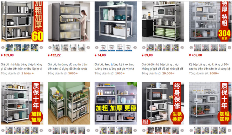 Shop order kệ nhà bếp nhiều tầng Trung Quốc giá rẻ uy tín trên Taobao, Tmall