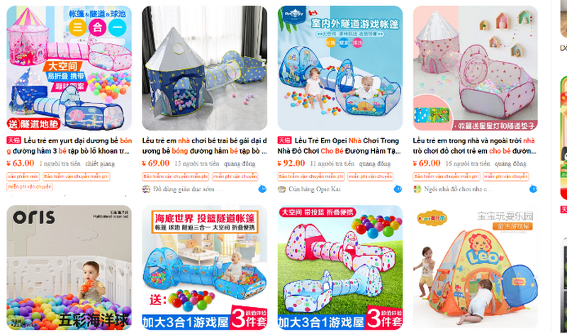 Các shop order lều bóng Trung Quốc cực nhanh Taobao, Tmall