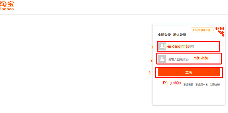  Đăng nhập tài khoản Taobao