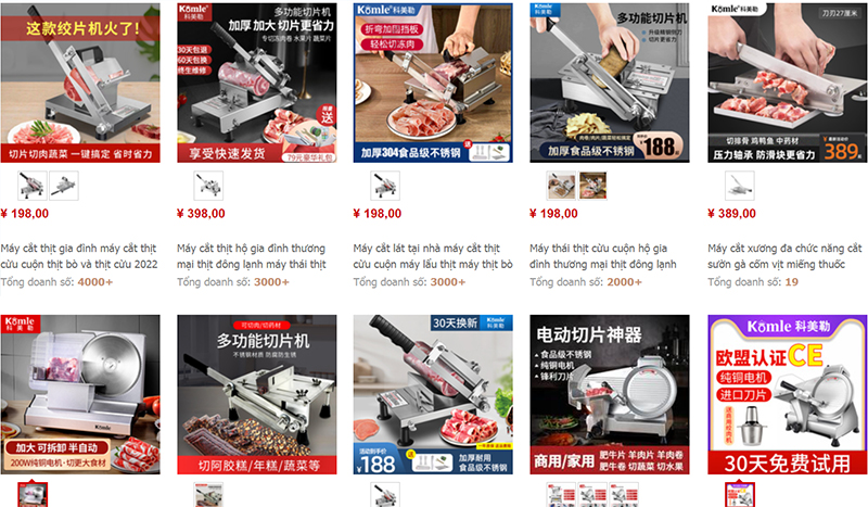  Link shop nhập máy thái thịt Trung Quốc uy tín trên Taobao, Tmall