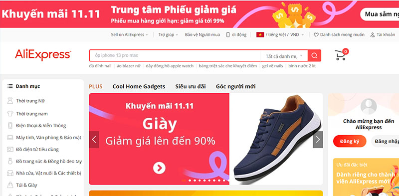  Trang chủ sàn TMĐT Aliexpress