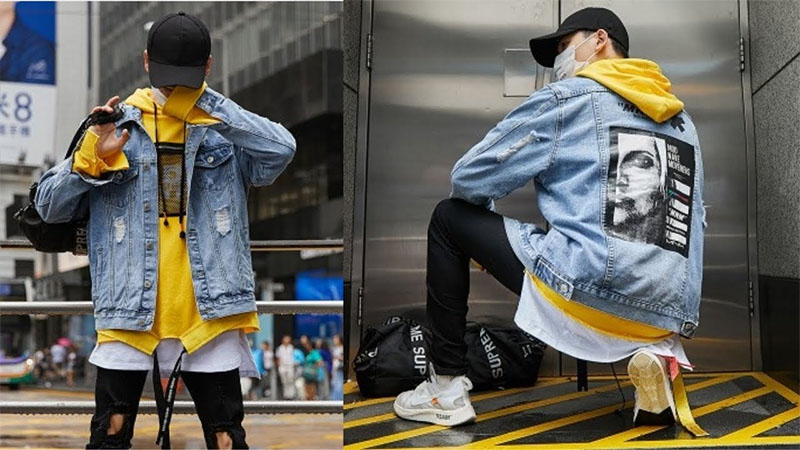  Phối hoodie cùng denim