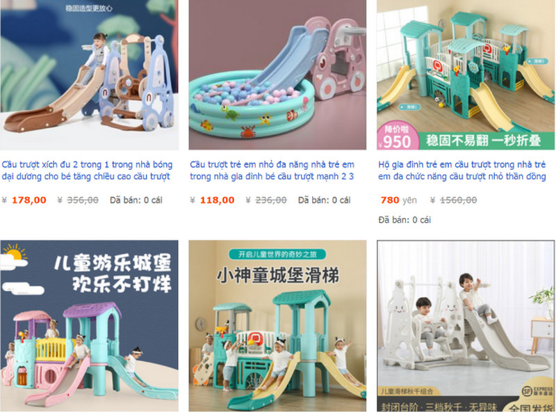 Các shop order cầu trượt cho bé ở Trung Quốc trên Taobao, Tmall