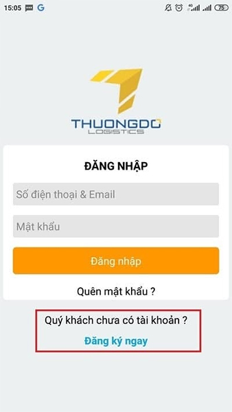  Đăng ký tài khoản thành viên trên app Thương Đô