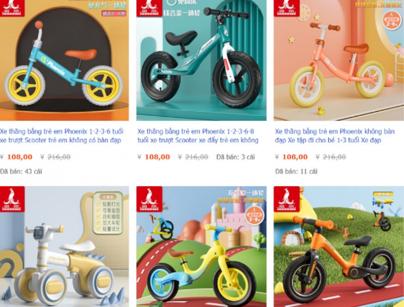 Shop order xe chòi chân Trung Quốc uy tín và chất lượng trên Taobao, Tmall