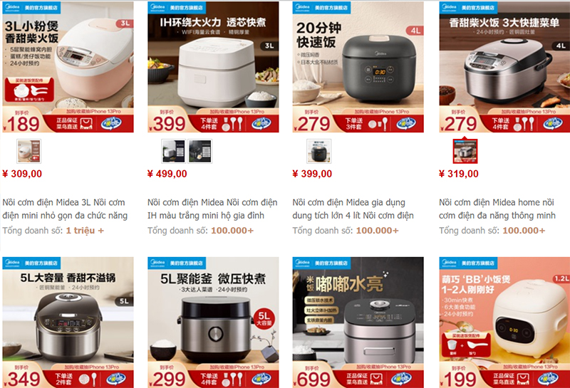Nguồn nhập nồi cơm điện Trung Quốc chính hãng trên Taobao, Tmall