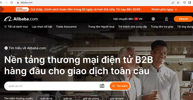  Giao diện trang thương mại điện tử Alibaba