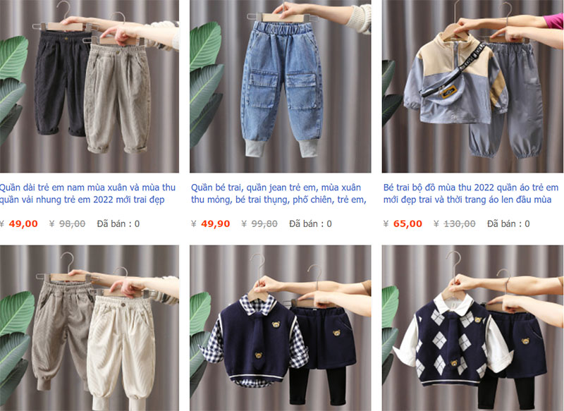 Link order quần áo trẻ em trên Taobao