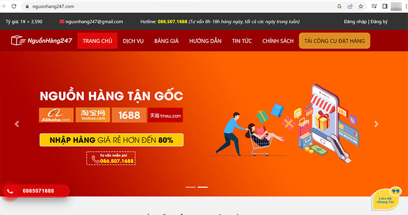 Giao diện trang web Nguonhang247