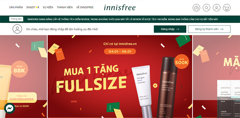  Đây là trang web chuyên cung cấp các sản phẩm của Innisfree