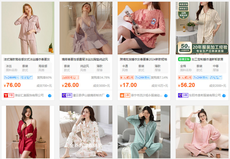 Link shop order pijama nữ Trung Quốc uy tín