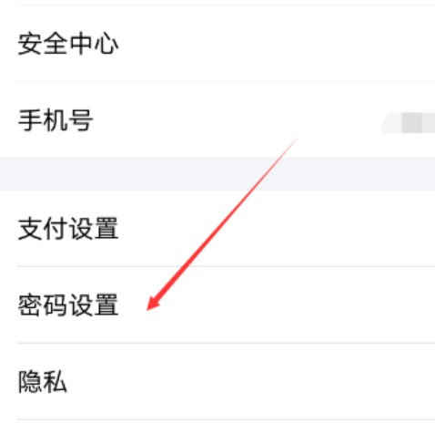  Chọn mục cài đặt mật khẩu chung cho tài khoản Alipay như hình