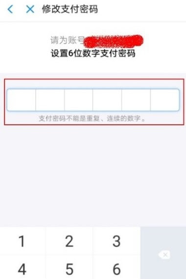  Nhập mật khẩu thanh toán Alipay muốn cài đặt mới bao gồm 6 chữ số