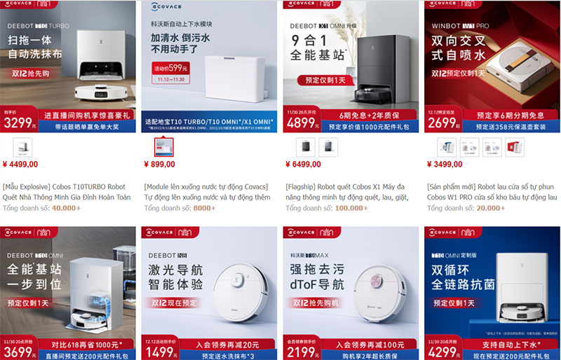 Order robot hút bụi Trung Quốc giá rẻ trên Taobao