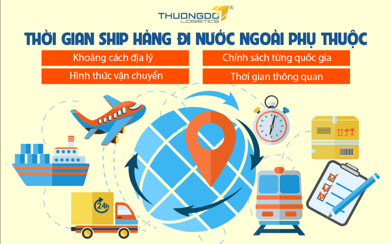  Thời gian ship hàng đi nước ngoài phụ thuộc vào nhiều yếu tố khác nhau