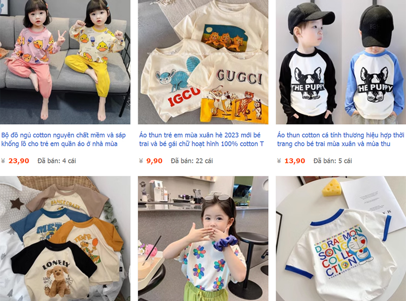  Link nhập lẻ quần áo trẻ em trên Taobao