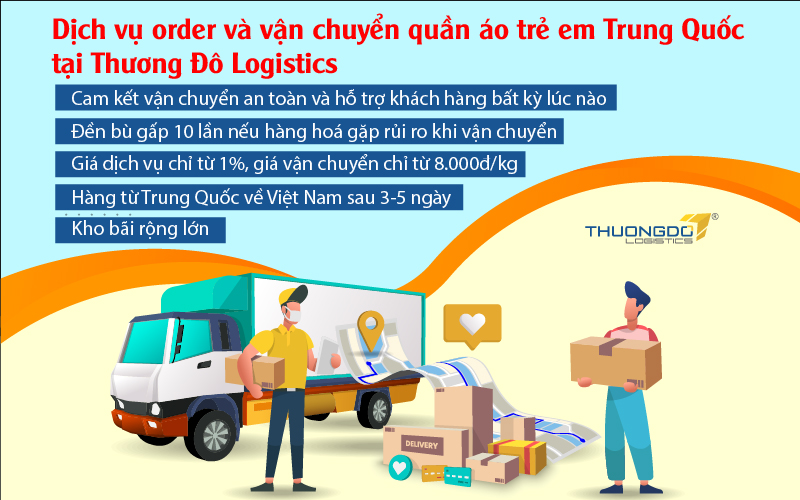 Dịch vụ order và vận chuyển quần áo trẻ em Trung Quốc tại Thương Đô Logistics