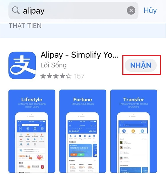  Tải app Alipay về điện thoại