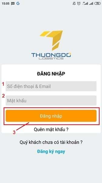  Tiến hành điền thông tin vừa đăng ký để đăng nhập vào hệ thống của Thương Đô