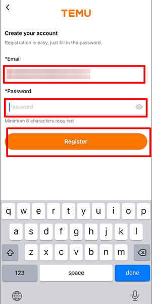  Nhập mật khẩu và bấm “Register” để hoàn thành đăng ký tài khoản