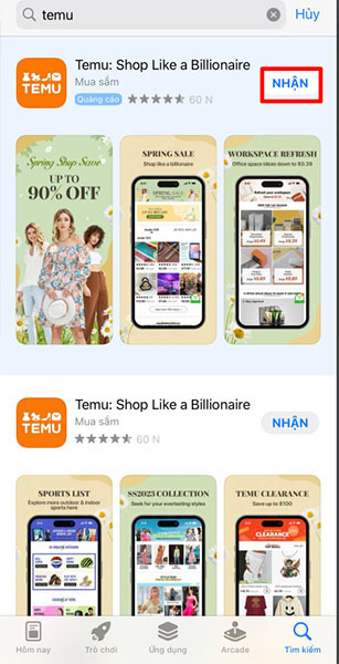  Tải app mua hàng Temu trên App Store