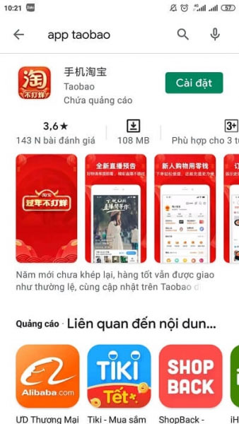  App Taobao trên CH Play