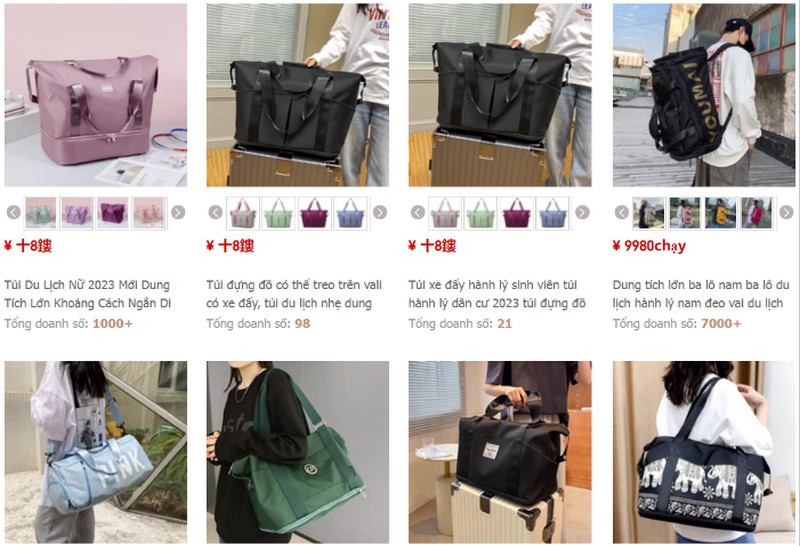 Shop order túi du lịch Trung Quốc cực nhanh và uy tín trên Taobao, Tmall