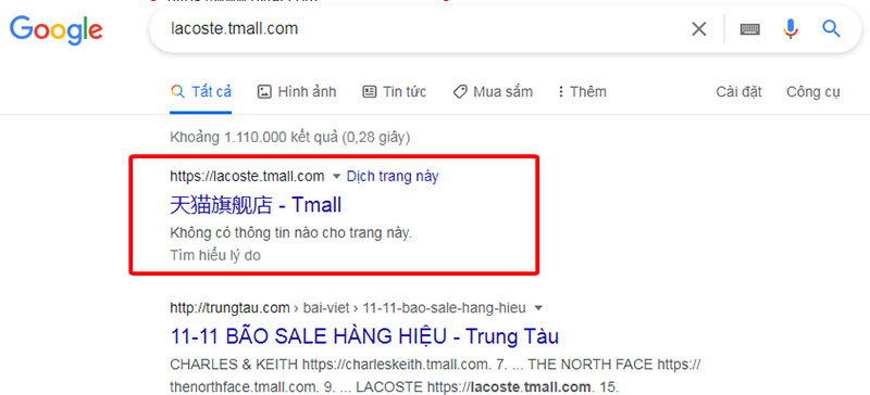  Tìm kiếm sản phẩm mình cần trên Tmall qua Google