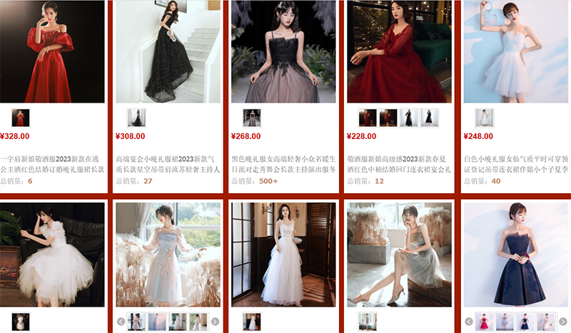  Link order váy dạ hội Trung Quốc uy tín giá rẻ trên Taobao, Tmall