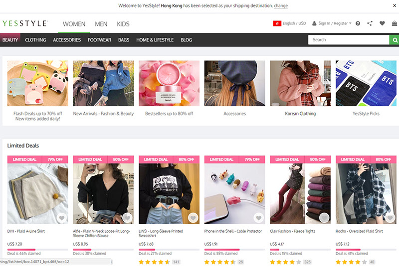  YesStyle với các mẫu quần áo đến từ hơn 100 thương hiệu