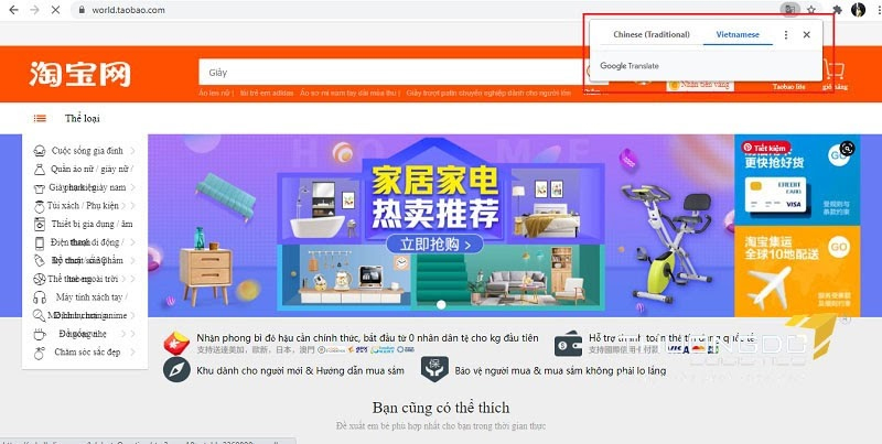 Dịch trang sang tiếng Việt và bắt đầu đăng nhập tài khoản
