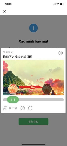  Kéo thanh trượt sang bên phải để xác nhận