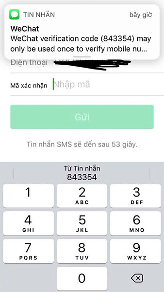  Nhập mã captcha được gửi về điện thoại