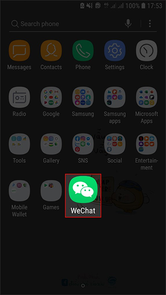  Bấm vào ứng dụng wechat trên màn hình điện thoại
