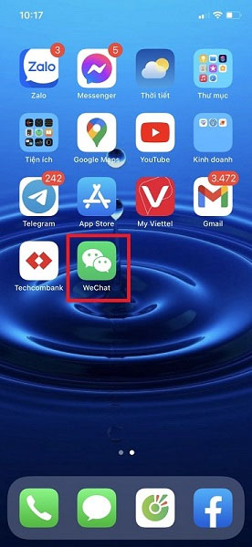 Bấm vào ứng dụng wechat trên màn hình điện thoại