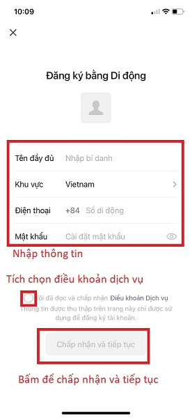  Điền đầy đủ thông tin để đăng ký tài khoản