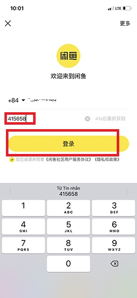  Nhập số điện thoại và bấm vào ô đăng ký màu vàng