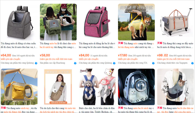 Các link shop order balo vận chuyển chó mèo giá rẻ Trung Quốc uy tín