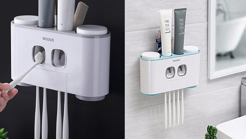 Bộ nhả kem đánh răng tự động 4 cốc Ecoco