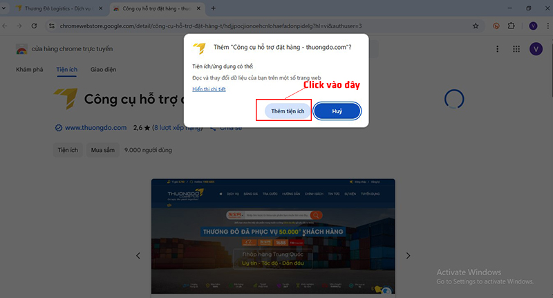 Tiếp tục chọn "Thêm tiện ích"