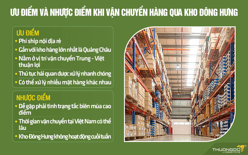 Ưu điểm và nhược điểm khi vận chuyển hàng hóa qua kho Đông Hưng