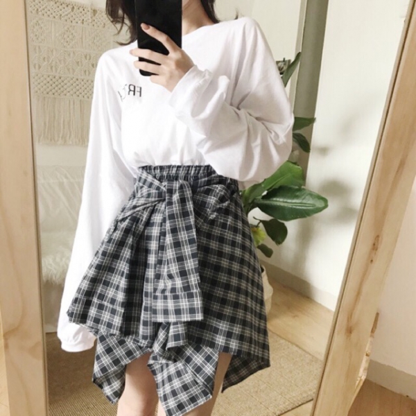 váy suông kẻ caro